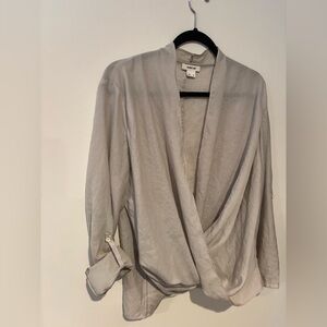 Helmut Lang Light Gray Draped Blouse